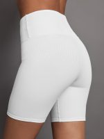 Ribbed Biker Short - White - Image 3