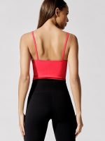 Vertical Ribbed Wrap Front Tank - Fluorescent Red - Image 2