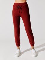 Brushed Ribbed Slim Jogger - Rum Wine