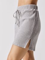 Brushed Ribbed Boyfriend Short - Heather Grey - Image 6