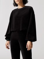 Velour Crop Top - Black - Image 3