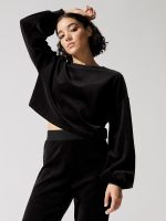 Velour Crop Top - Black