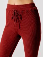 Brushed Ribbed Flare Pants - Rum Wine - Image 6