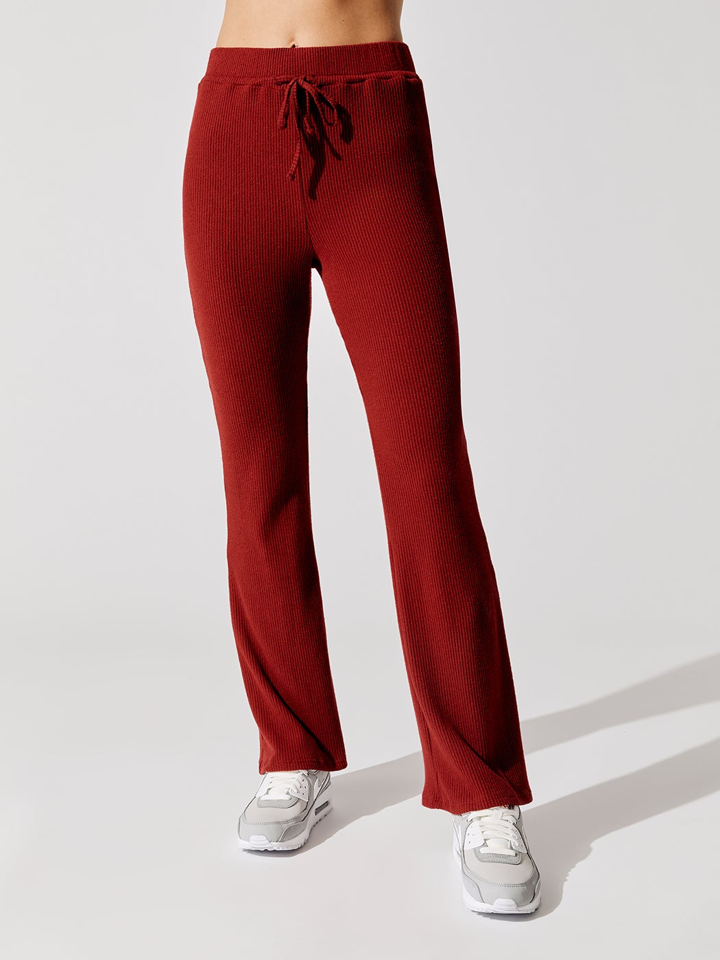 CARB-CRB21253-REDBUR-brushed-ribbed-flare-pants-Color-RUM-WINE_5ce4ebde-358b-4a76-803e-63d7256ca2f6 Brushed Ribbed Flare Pants - Rum Wine - Image 1
