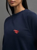EMBROIDERED FRENCH TERRY CREW SWEATSHIRT - NAVY/ LOBSTER