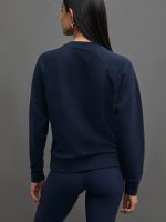 EMBROIDERED FRENCH TERRY CREW SWEATSHIRT - NAVY/ LOBSTER - Image 4