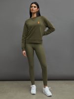 EMBROIDERED FRENCH TERRY CREW SWEATSHIRT -  OLIVE/ SEAHORSE - Image 3