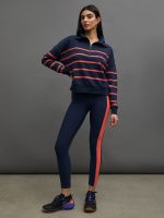 BRETON STRIPE FRENCH TERRY 1/2 ZIP -  NAVY/ CAYENNE - Image 3