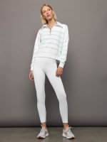 Breton Stripe French Terry 1/2 Zip - White/ Quiet Tide - Image 5