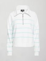 Breton Stripe French Terry 1/2 Zip - White/ Quiet Tide - Image 7
