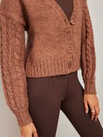Cable Knit Cardigan - Mushroom - Image 5