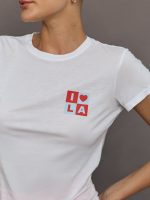 I Love LA Ruched Tee - White - Image 5