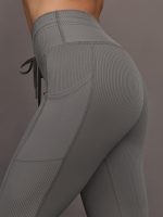 High Rise Pocket Legging in Ribbed Melt - Steel Grey - Image 6