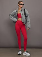 Spliced Colorblock Shine Bra in Melt - Crimson Red - Image 3