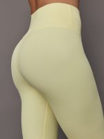 High Rise Legging in Ribbed Melt - Pastel Yellow - Image 6