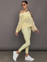 High Rise Legging in Ribbed Melt - Pastel Yellow - Image 7
