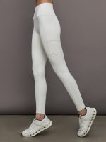 High Rise Sport Pocket Legging in Diamond Compression - Cloud Dancer - Image 4