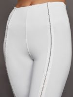 Stirrup Legging with Rhinestone Trim - White - Image 5