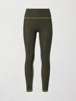 High Rise Legging with Fleece Back - Dark Olive/ Acid Lime - Image 7