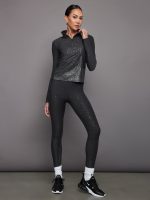 Foil Legging in Melt - Dark Heather Grey with Gunmetal Foil - Image 6