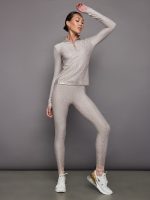 Foil Legging in Melt - Oatmeal Heather with Rose Gold Foil - Image 6