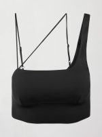 Asymmetrical Strappy Bra in Diamond Compression - Black - Image 10
