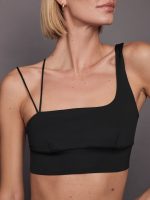 Asymmetrical Strappy Bra in Diamond Compression - Black - Image 8