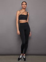 Asymmetrical Strappy Bra in Diamond Compression - Black - Image 3