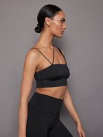 Asymmetrical Strappy Bra in Diamond Compression - Black - Image 5