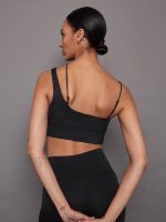 Asymmetrical Strappy Bra in Diamond Compression - Black - Image 6