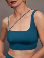 Asymmetrical Strappy Bra in Diamond Compression - Deep Lagoon - Image 7