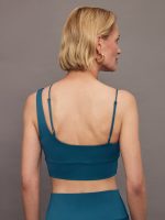 Asymmetrical Strappy Bra in Diamond Compression - Deep Lagoon - Image 6