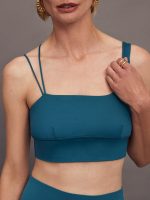 Asymmetrical Strappy Bra in Diamond Compression - Deep Lagoon - Image 5