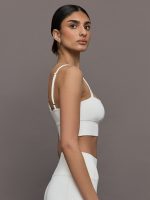 Asymmetrical Strappy Bra in Diamond Compression - Cloud Dancer - Image 5