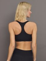 Racerback Bra in Ribbed Melt - Black - Image 3