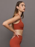 Racerback Bra in Ribbed Melt - Terracotta - Image 4