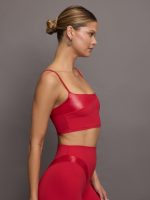 Spliced Colorblock Shine Bra in Melt - Crimson Red - Image 5