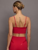 Spliced Colorblock Shine Bra in Melt - Crimson Red - Image 4