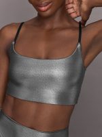 Liquid Metallic Scoop Bra - Metallic Silver - Image 6