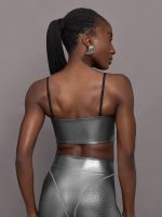 Liquid Metallic Scoop Bra - Metallic Silver - Image 5