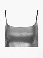 Liquid Metallic Scoop Bra - Metallic Silver - Image 8
