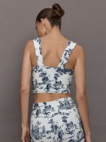 Toile Longline Sports Bra - Navy Toile - Image 3