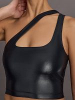 One Shoulder Bra Top in Takara Shine - Black - Image 4
