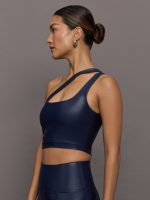 One Shoulder Bra Top in Takara Shine - Navy Blazer - Image 4