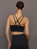 Multi Strap Active Bra in Diamond Compression - Black - Image 3