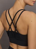 Multi Strap Active Bra in Diamond Compression - Black - Image 6