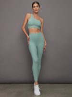 One Shoulder Convertible Bra Top in Melt - Granite Green - Image 3
