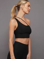 One Shoulder Convertible Bra Top in Melt - Black - Image 4