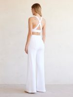 V-Neck Cross Back Bra in French Terry - White - Image 6