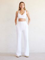 V-Neck Cross Back Bra in French Terry - White - Image 5